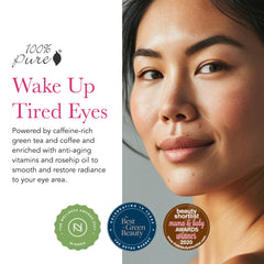 100% PURE Coffee Bean Caffeine Eye Cream closeup-texture reveals a creamy, hydrating eye treatment.