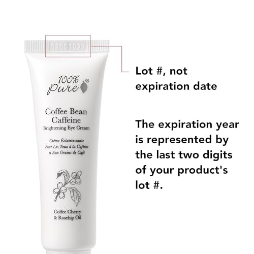 100% PURE Coffee Bean Caffeine Eye Cream glass jar highlights premium packaging.