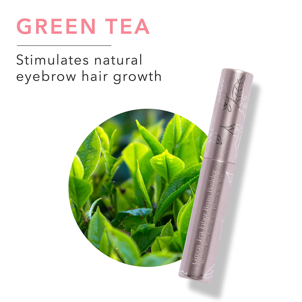 100% PURE Close-up of fine green tea fibers filling brow gaps