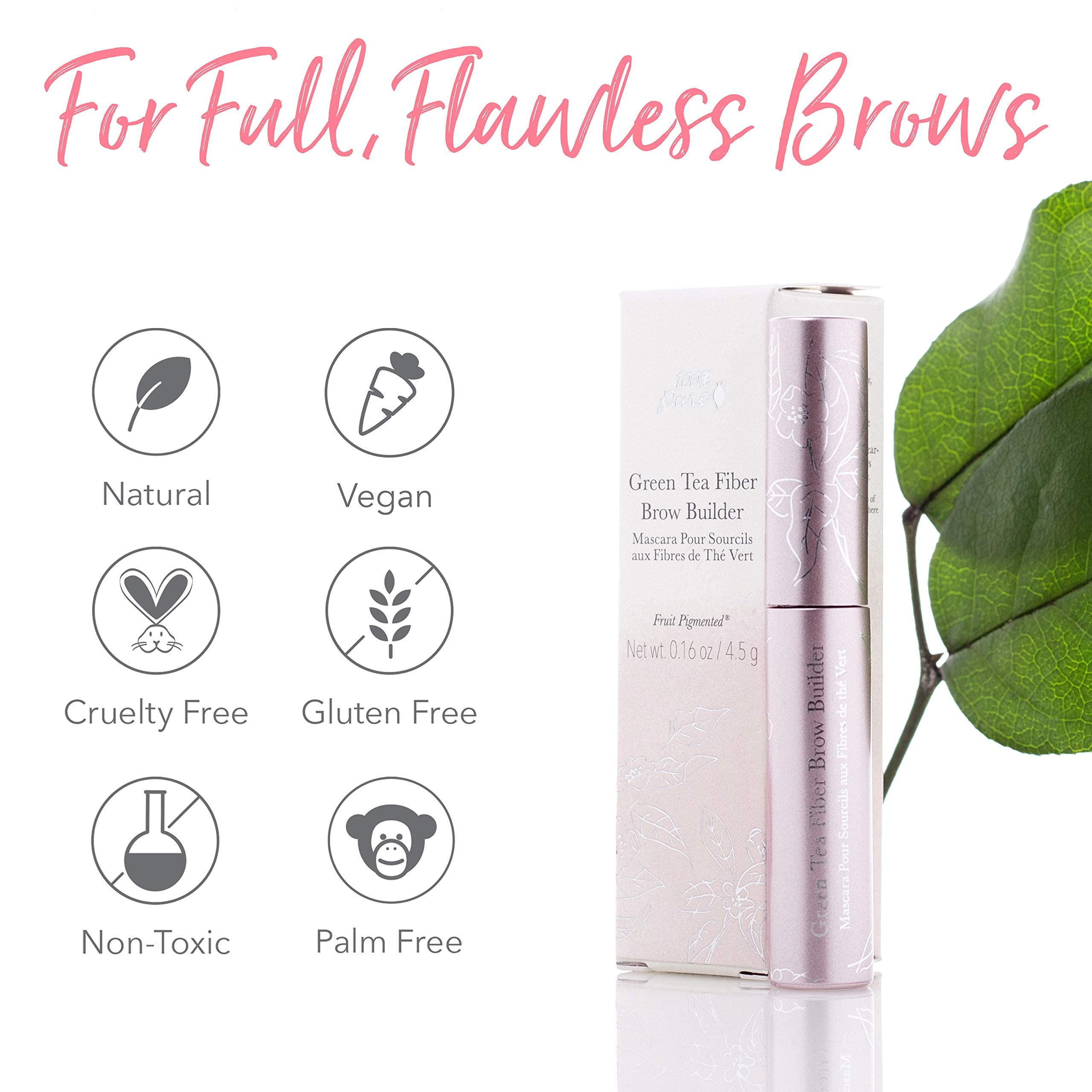 100% PURE Green tea caffeine extract close-up for brow care