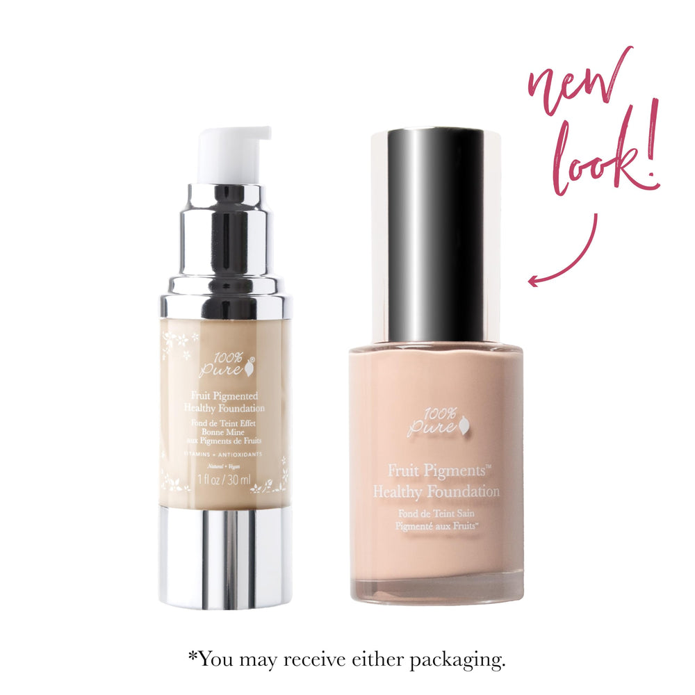 100% PURE Healthy Foundation being applied for smooth, even coverage.