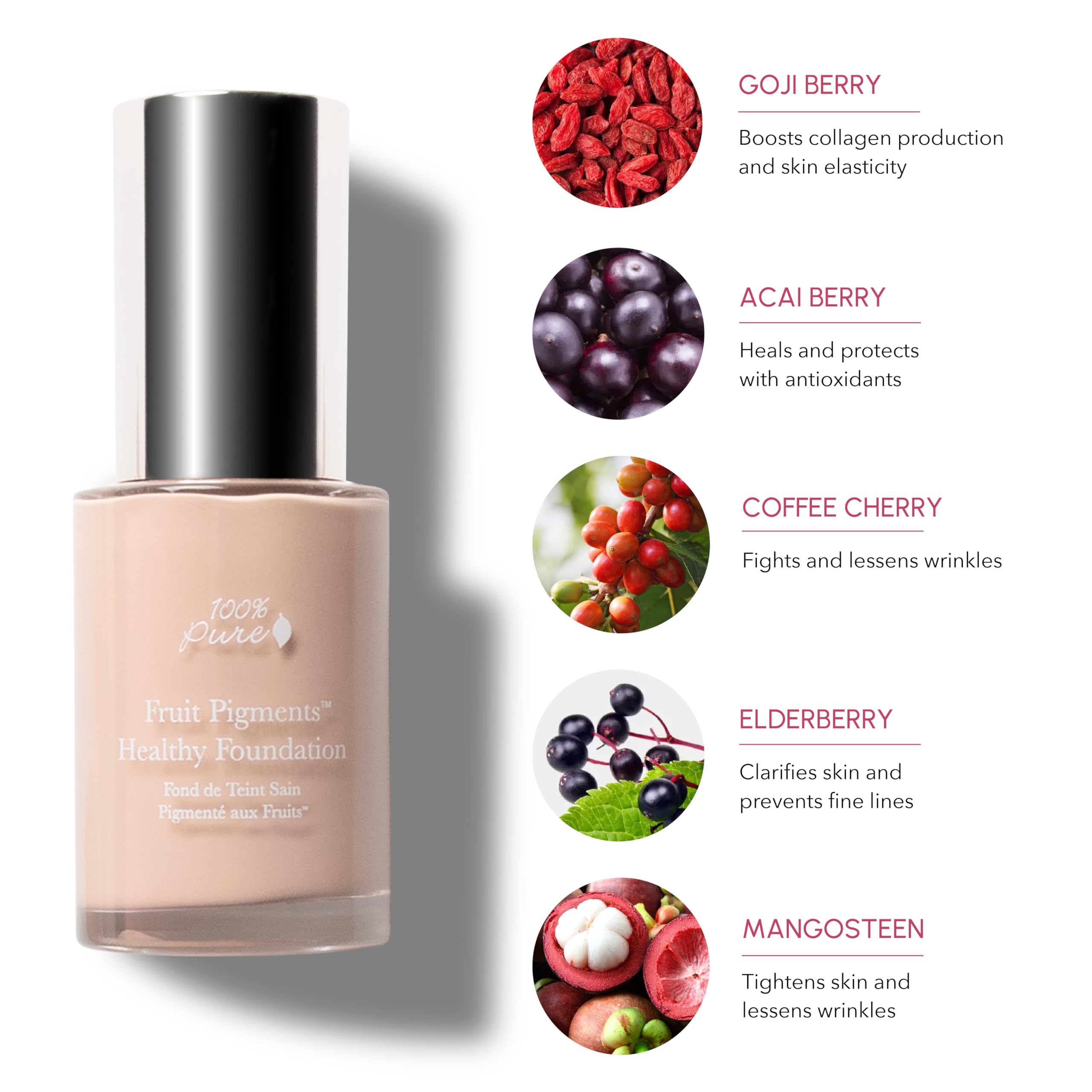 100% PURE Healthy Foundation fair-warm swatch shows natural color match.