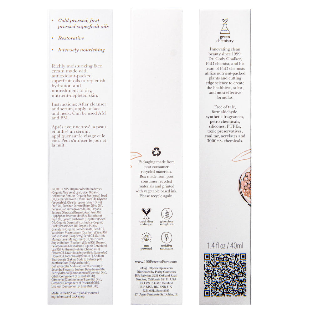 100% PURE skin glow after use suggesting hydrated, comfortable complexion.