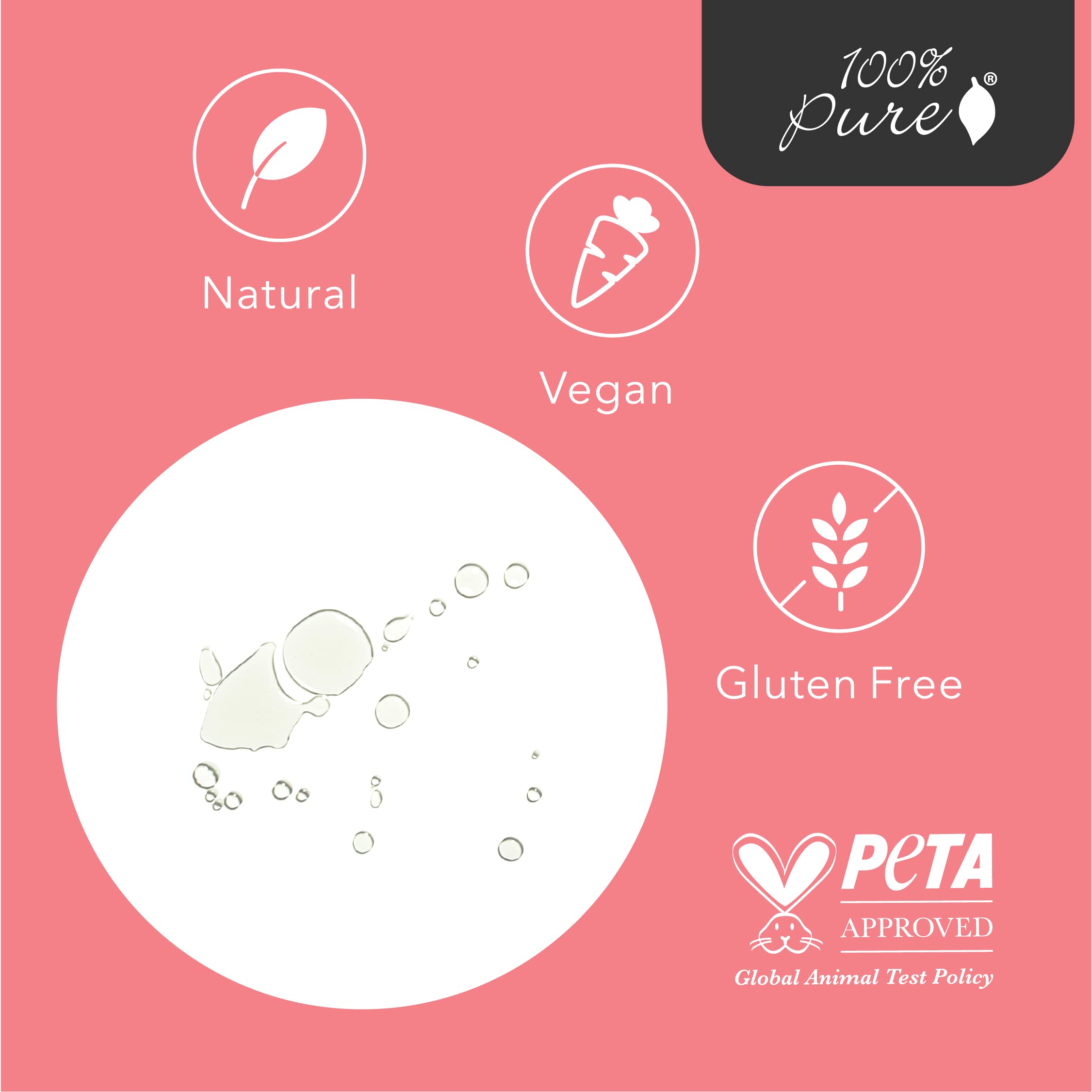 Glass bottle and ingredients of 100% PURE Intensive Nourish Oil