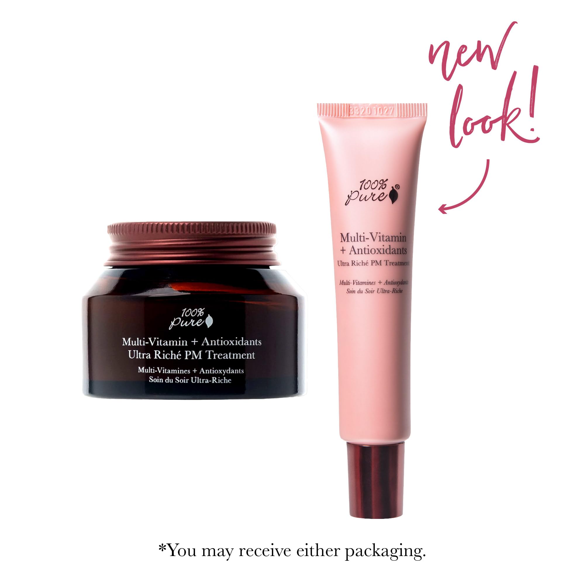 Night cream texture swirl highlights ultra-rich formulation.