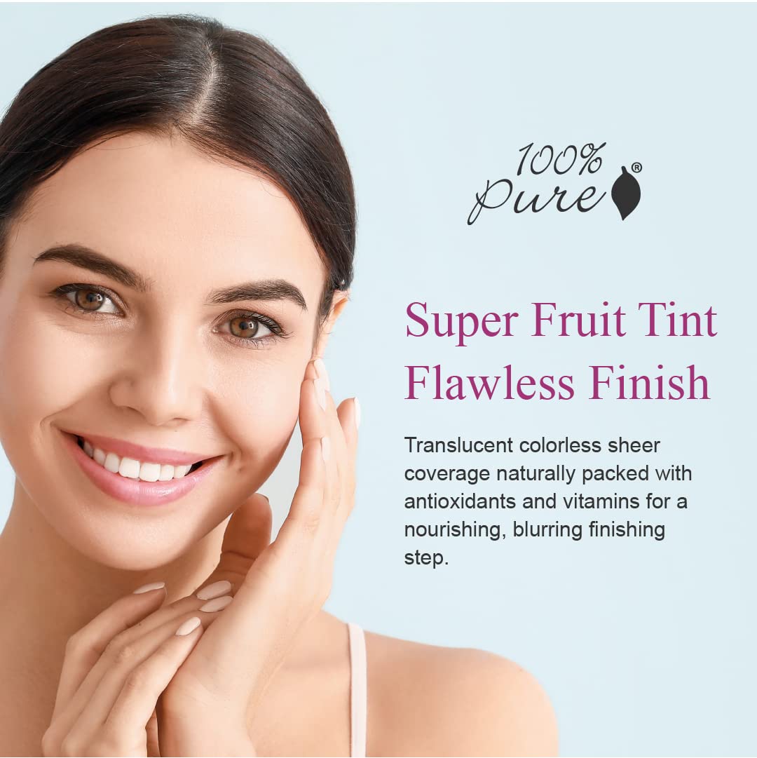 100percentpure bamboo blur powder applied with brush for oil control on the skin.