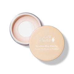 100percentpure bamboo blur powder compact opened, showing translucent finish for smoother pores.