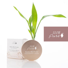Close-up of 100percentpure bamboo blur powder delivering a silky, shine-free finish.