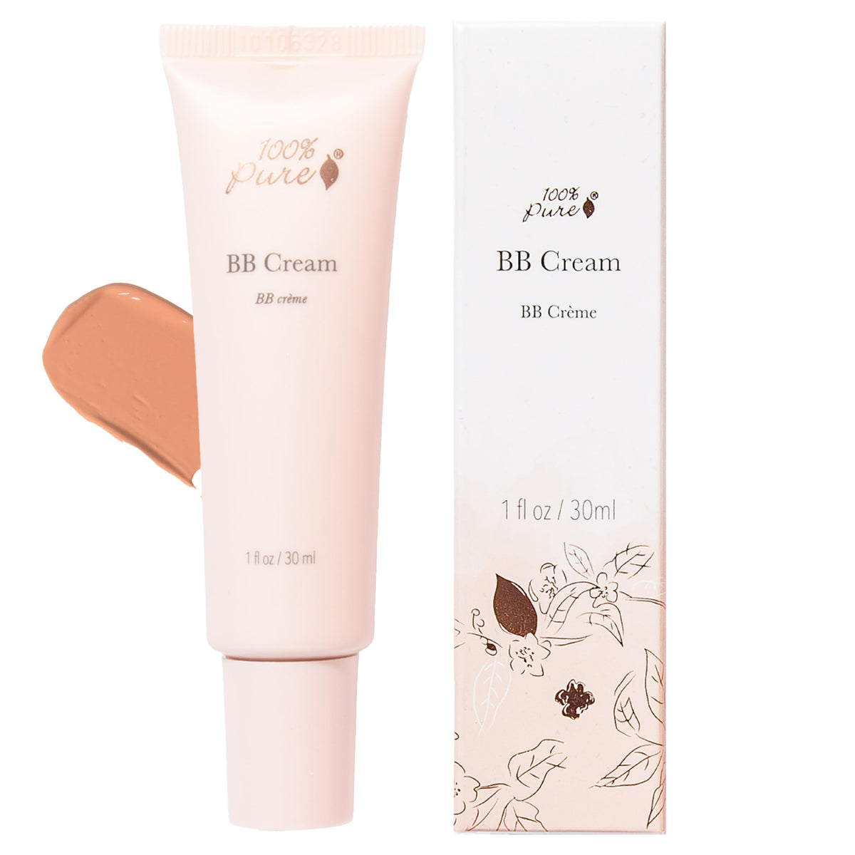 100% PURE BB Cream Shade 20 Aglow packaging with pump enables quick, mess-free application.