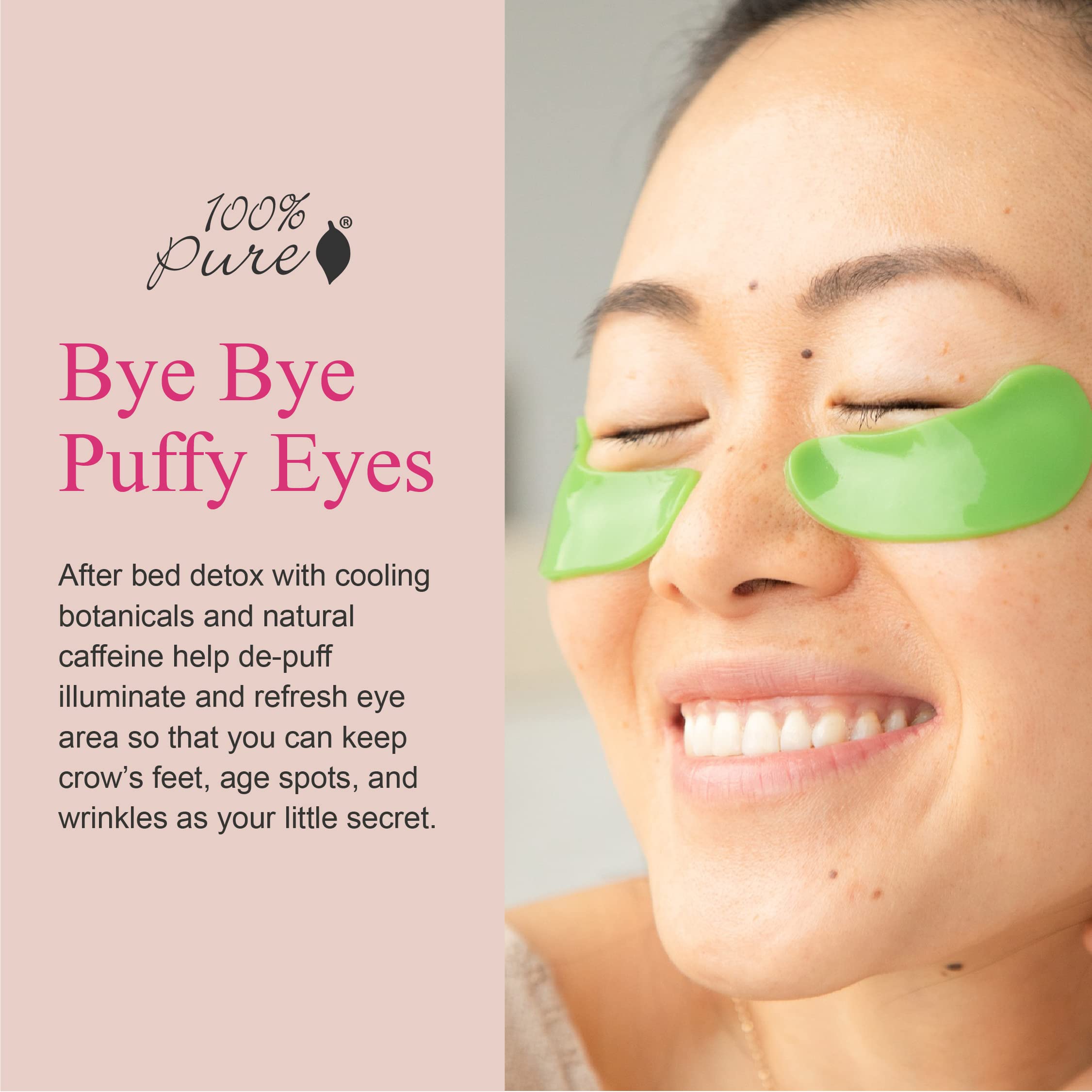 Bright Eyes Masks patches applied under-eye for soothing hydration.