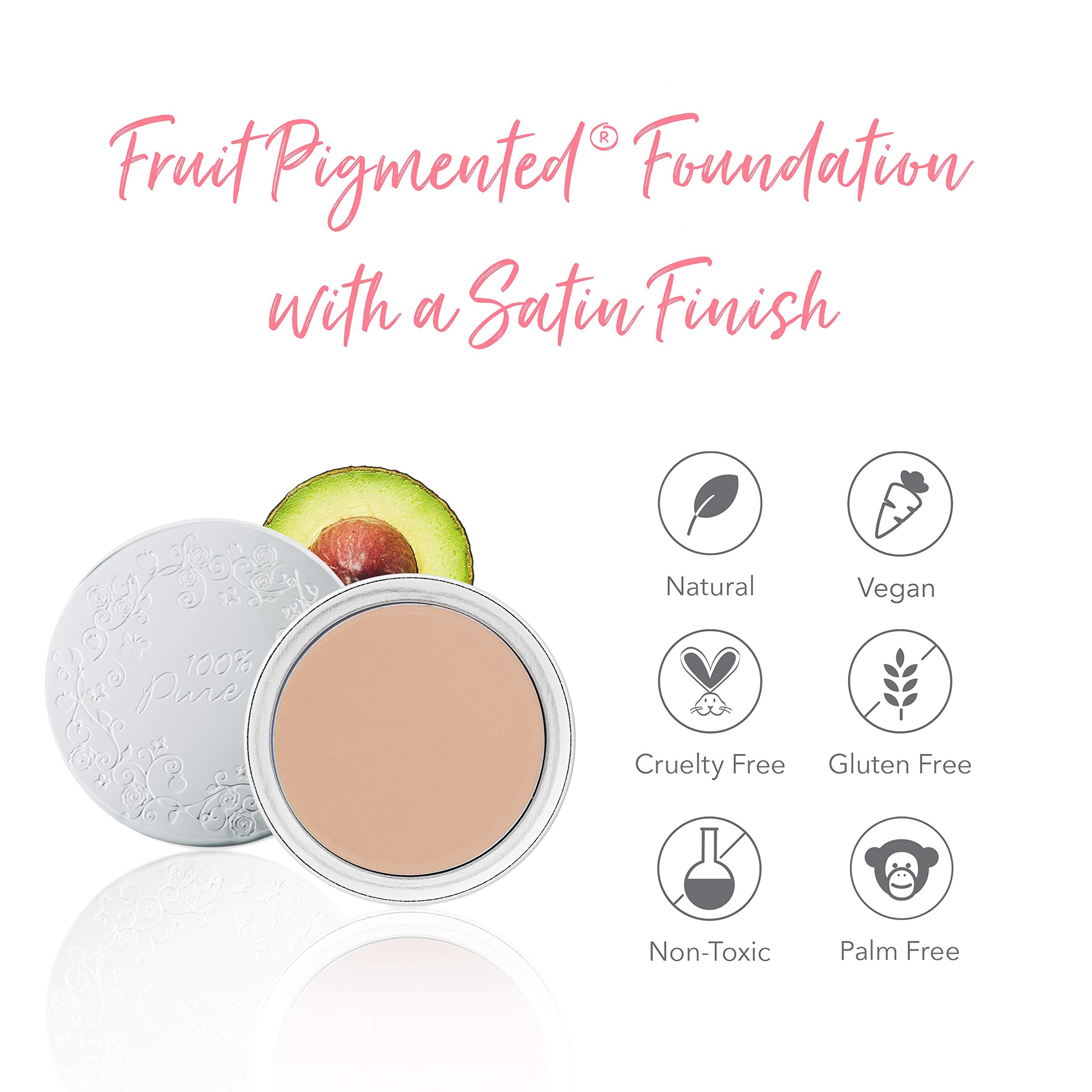 100% PURE Cream Foundation Concealer fruit-pigmented formula provides natural color from fruit pigments.
