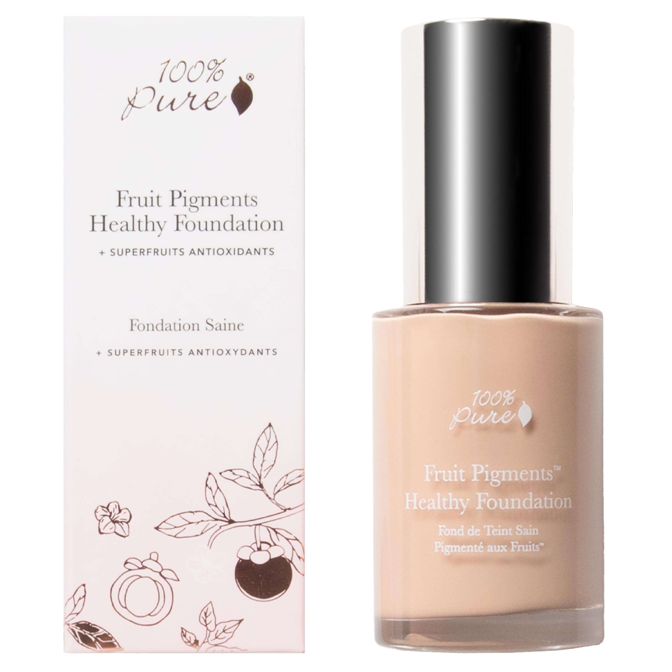 100% PURE Healthy Foundation bottle with pump for easy daily application