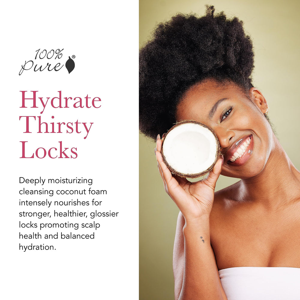 Rich cream lather from 100% PURE shampoo for gentle cleansing and hydration