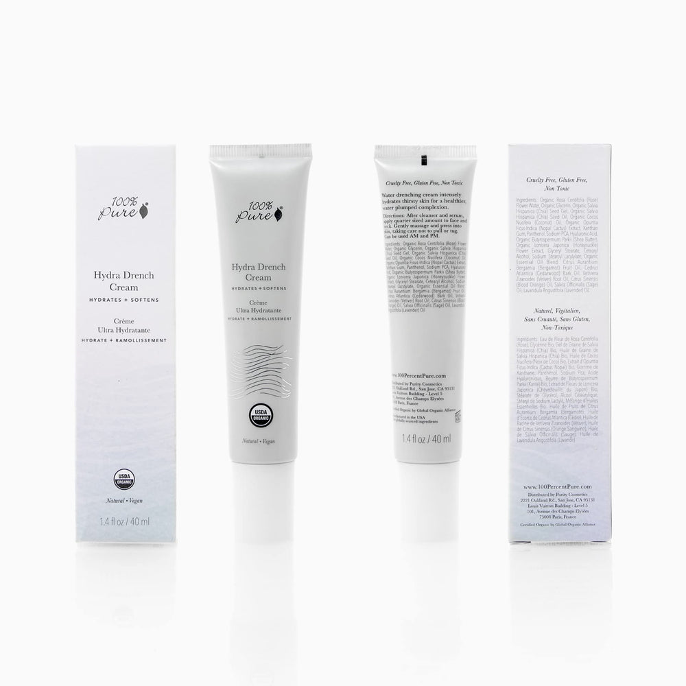 Nopal cactus extract in 100% PURE Hydra Drench Cream provides hydrating and soothing feel.