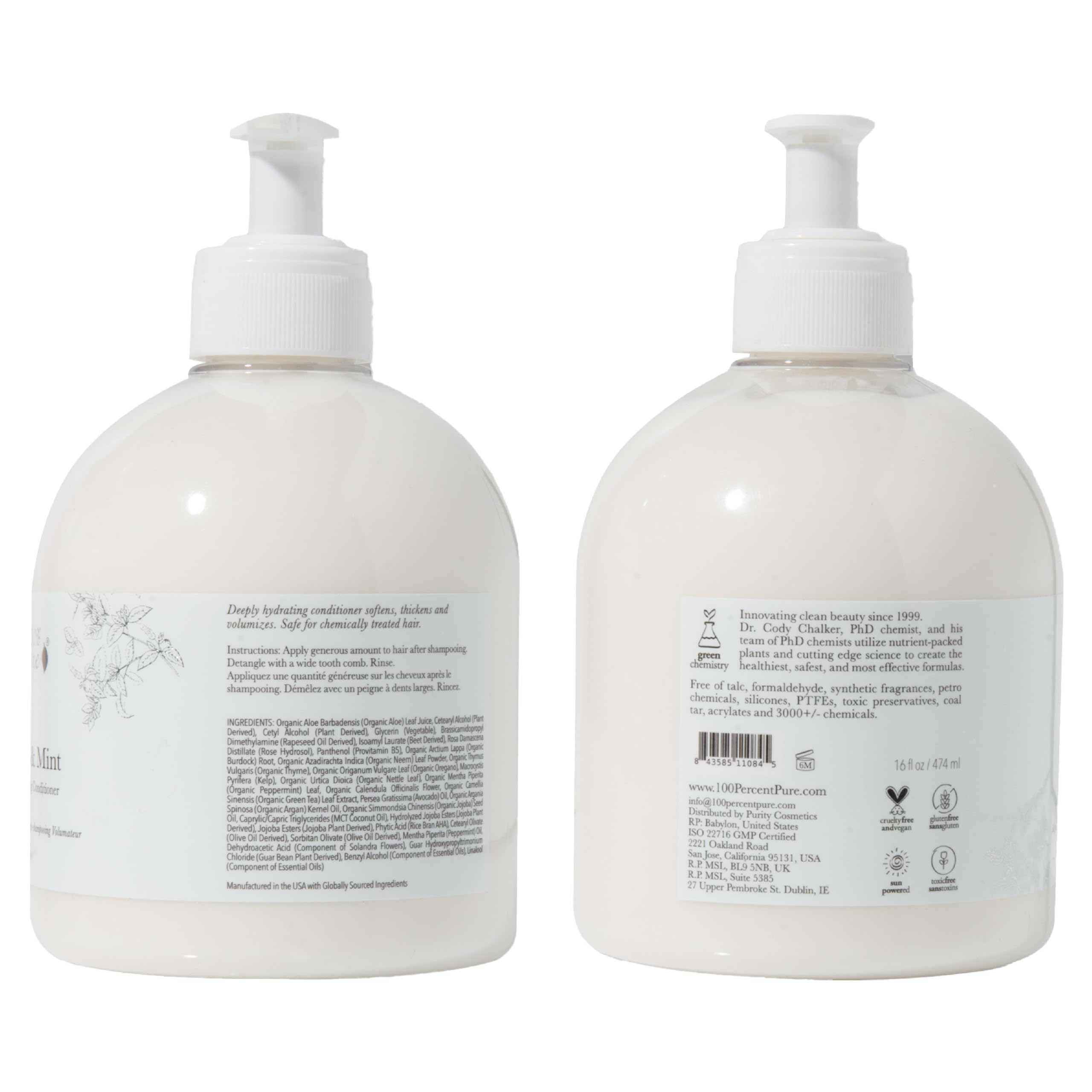 Bright bathroom scene with 100% PURE conditioner as part of routine