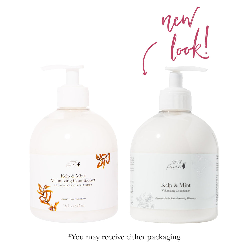Ingredients in 100% PURE conditioner including kelp and oils