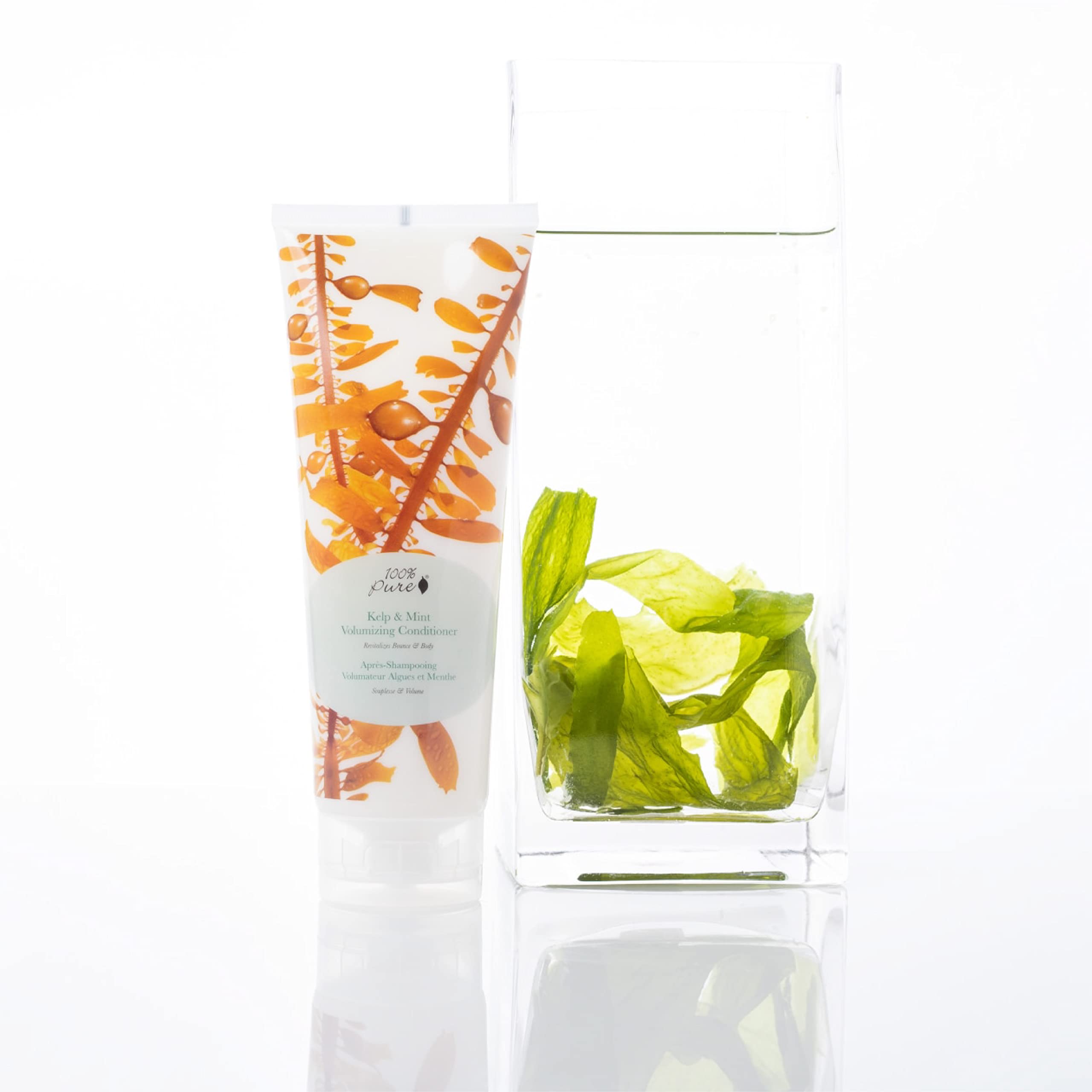 Glass jar reveals green tea and avocado butter providing nourishing moisture.