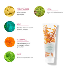 Label close-up highlights sulfate-free formula and natural ingredients for gentle care.