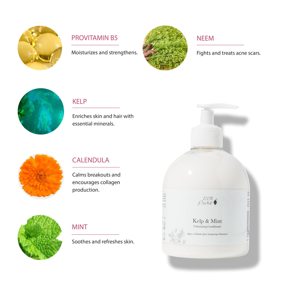 Pump-action 100% PURE Kelp & Mint conditioner for daily use