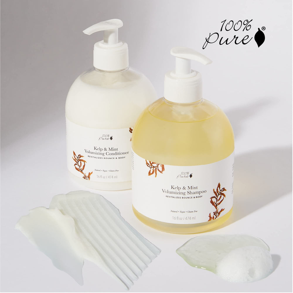 100% PURE Kelp & Mint Shampoo with green tea provides added shine.