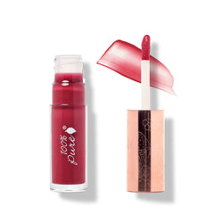 100% Pure lip gloss in pomegranate wine showing high shine and hydration