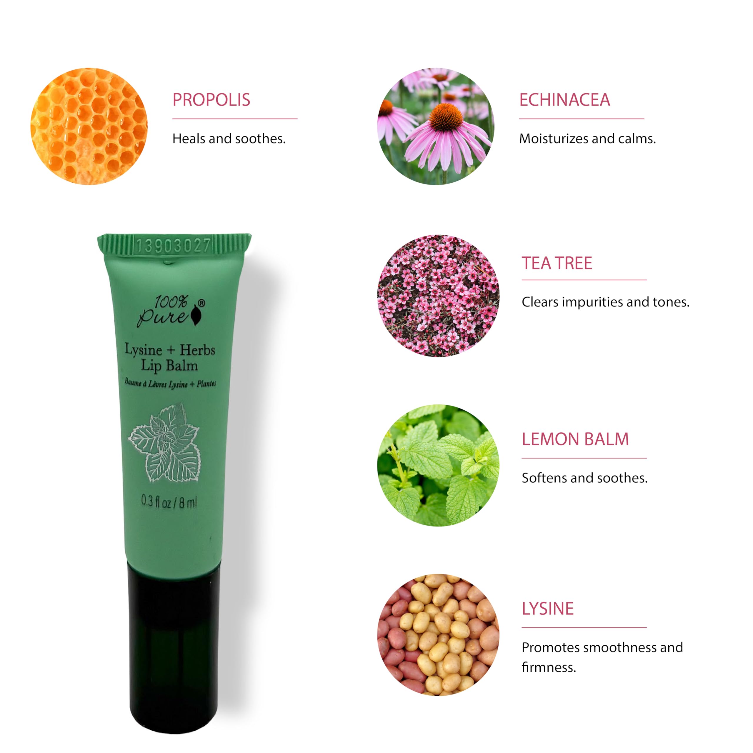 Applying 100% PURE Lysine and Herbs Lip Balm for a soft pout