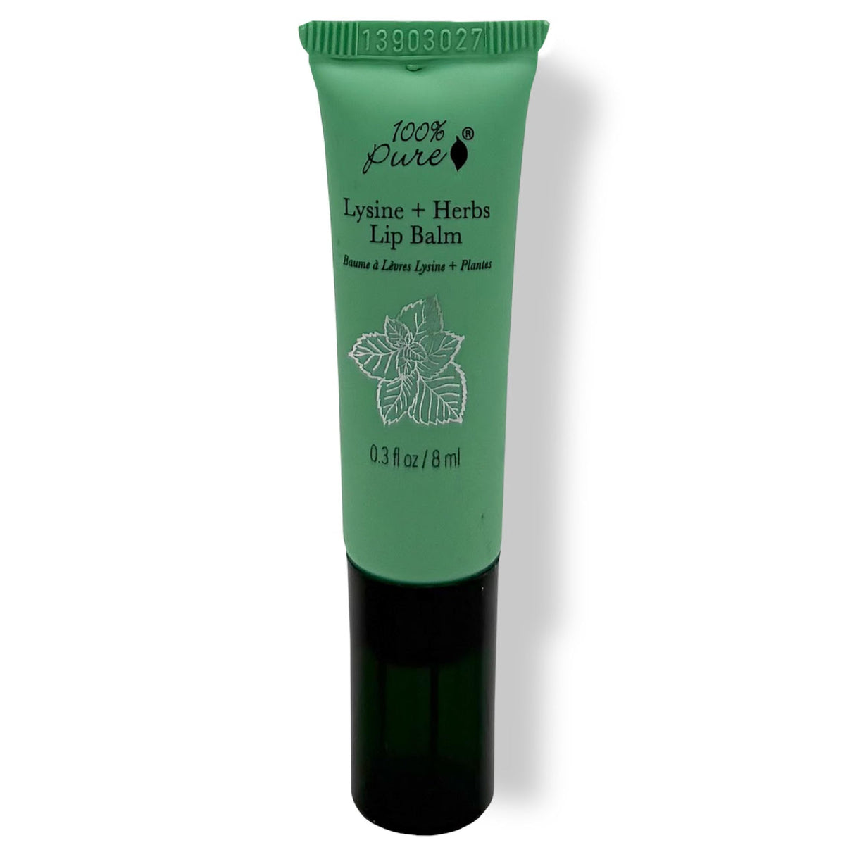 100% PURE Lysine and Herbs Lip Balm jar hydrates dry lips