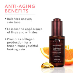 100% Pure PM facial oil applied to the face for nourishment.
