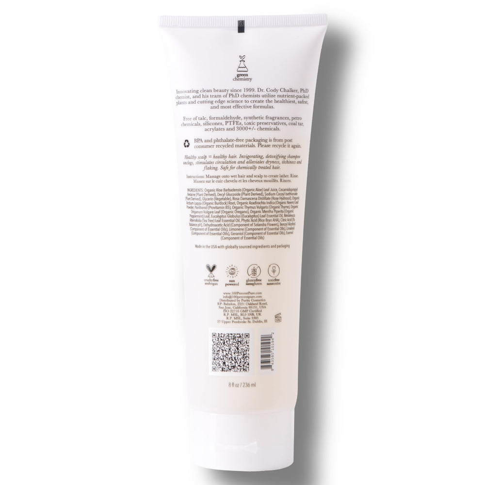 Panthenol and kelp minerals on 100% PURE label for hair health