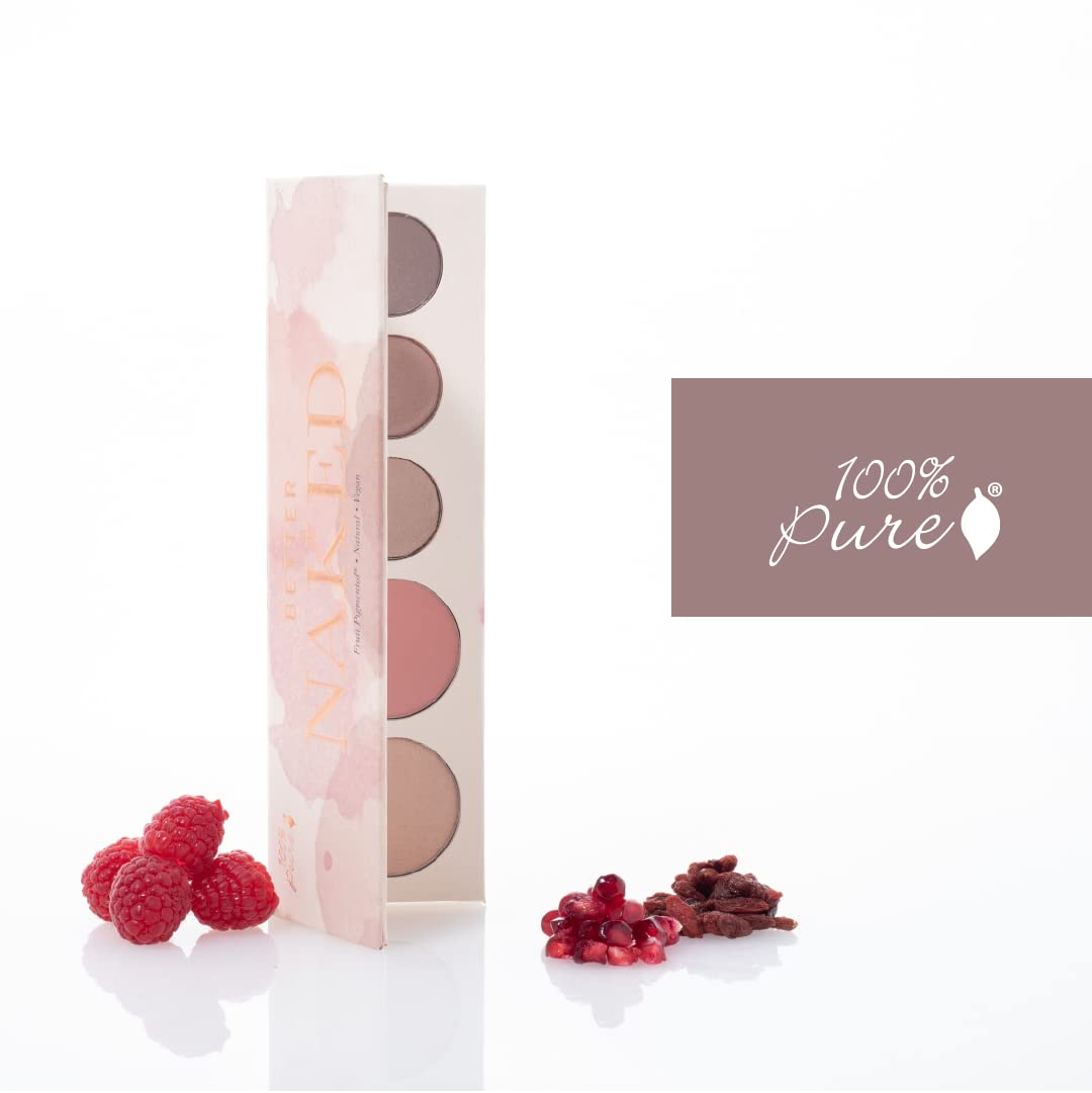 100% PURE Pretty Naked blush blends seamlessly for natural flush.