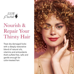 100% PURE rich creamy conditioner jar highlighting deep hydration for dry, damaged hair.