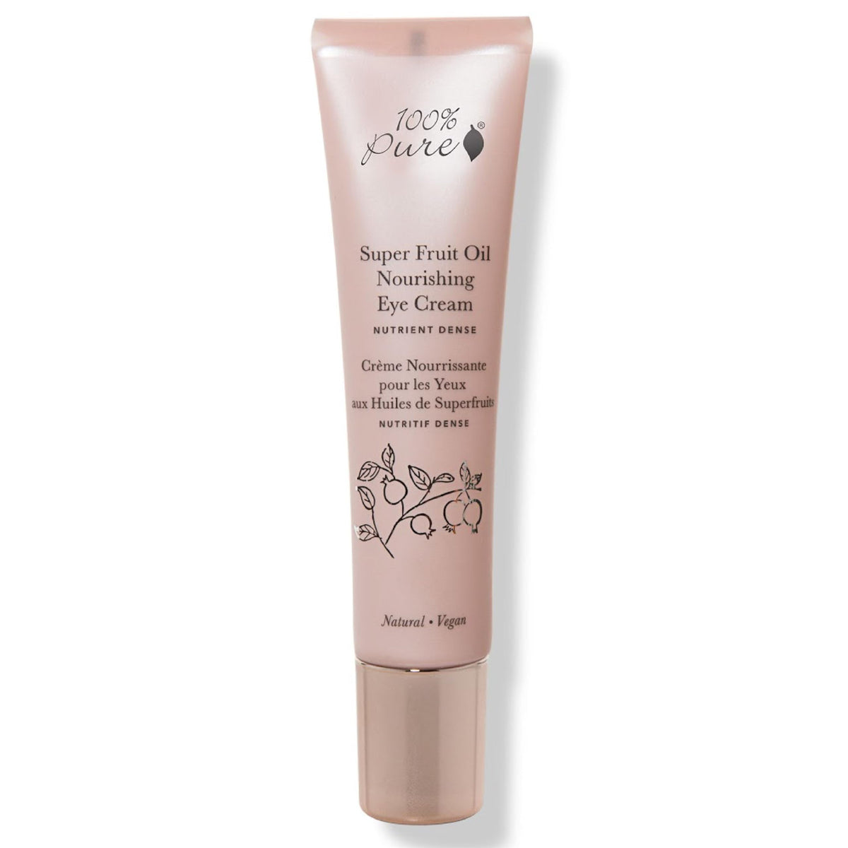 100% PURE Super Fruit Eye Cream jar close-up, rich hydration for delicate under-eye skin