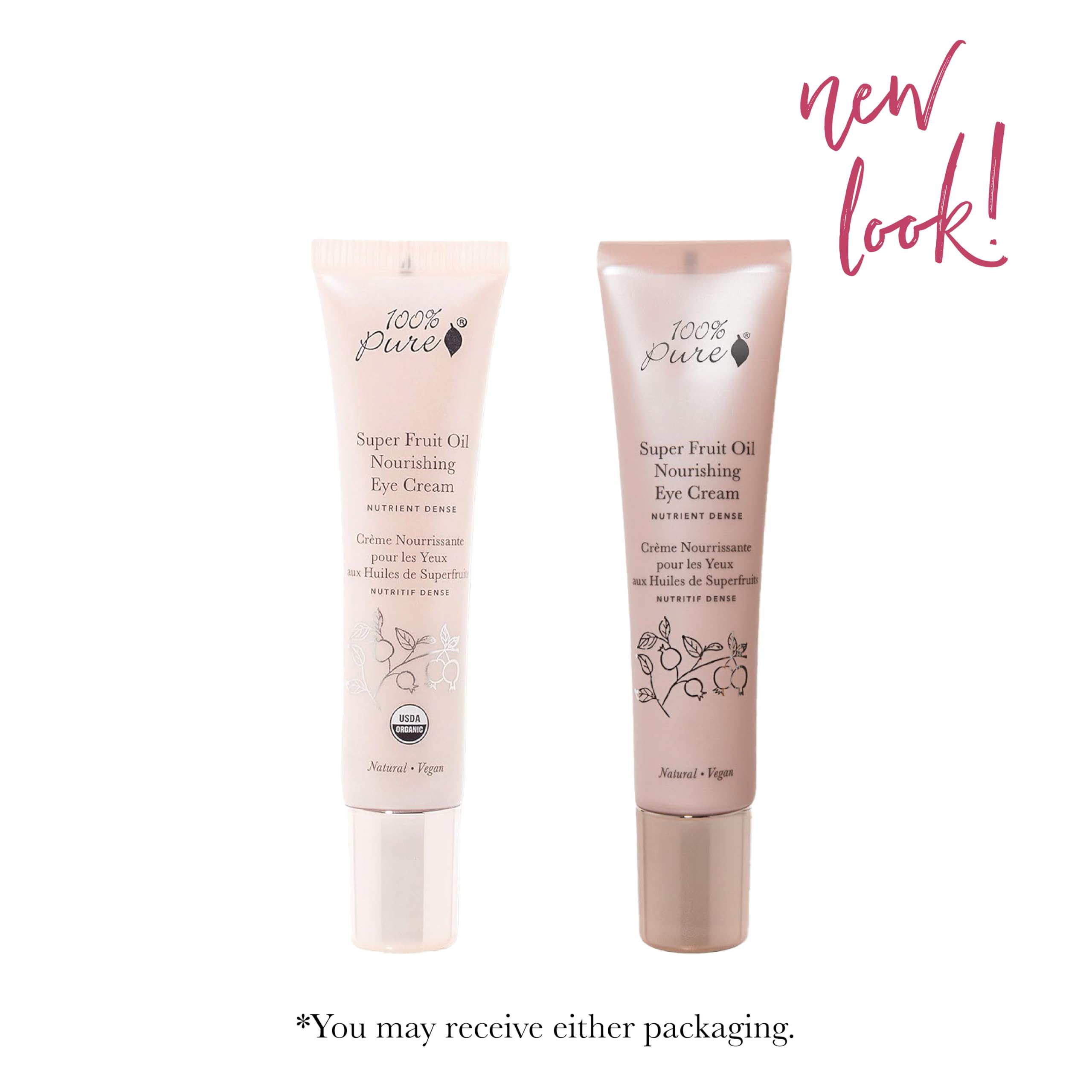 100% PURE eye cream pump bottle ready for smooth application
