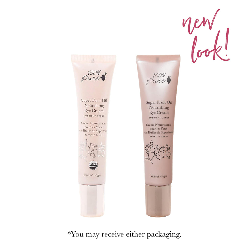 100% PURE eye cream pump bottle ready for smooth application
