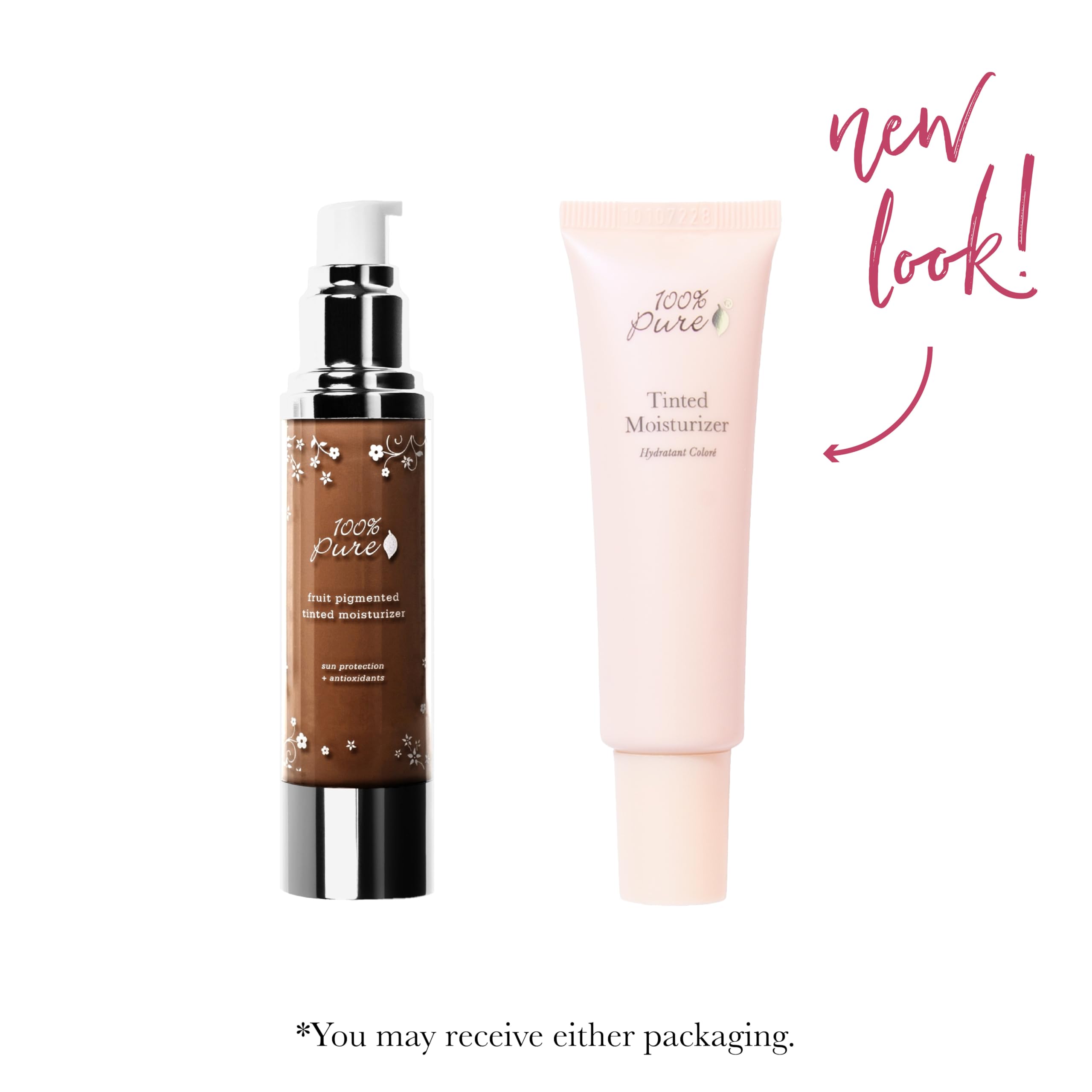 100% PURE Tinted Moisturizer cocoa medium bottle demonstrates versatile coverage