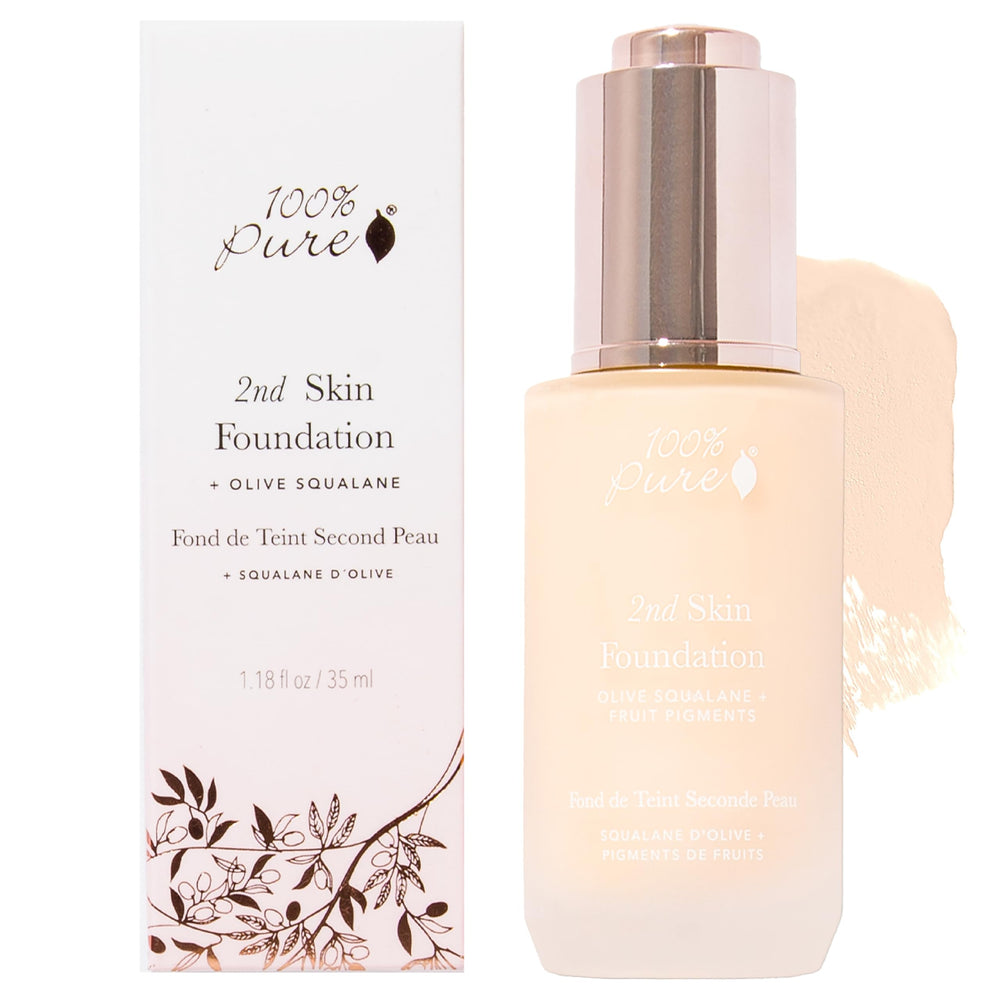 100% PURE 2nd Skin Shade 1 swatch for fair skin with yellow undertone