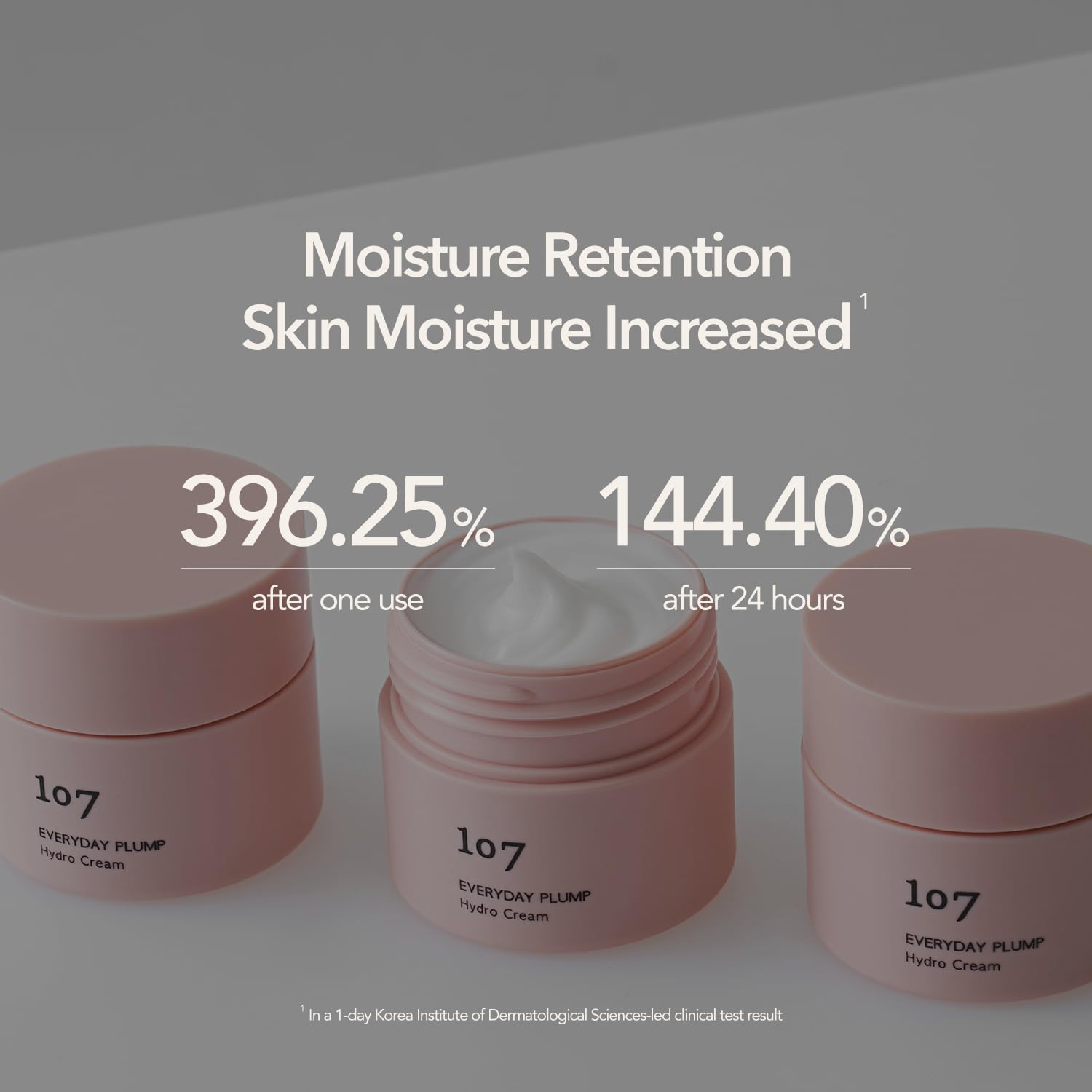 Face application of 107 Everyday Plump Hydro Cream delivering plump, nourished glow