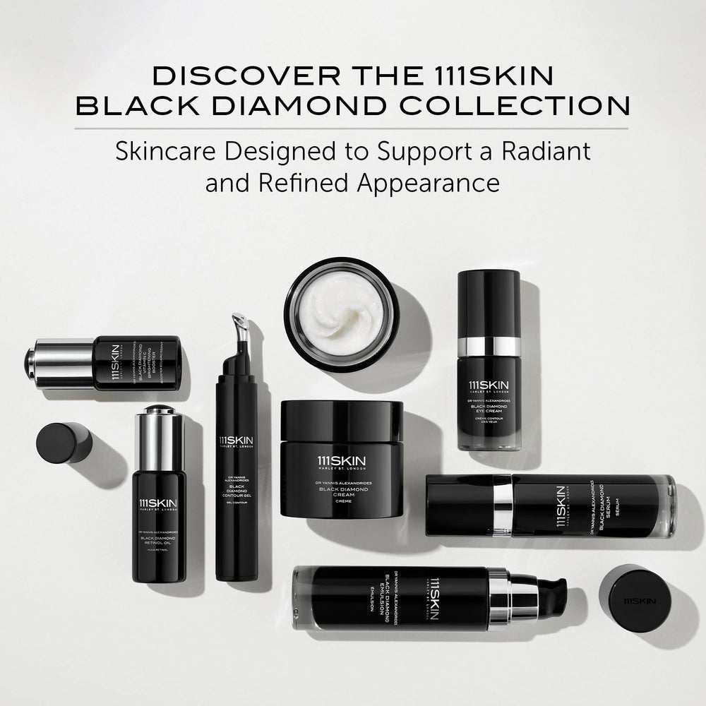 111SKIN Black Diamond Contour Firming Mask packaging on display for luxury skincare.
