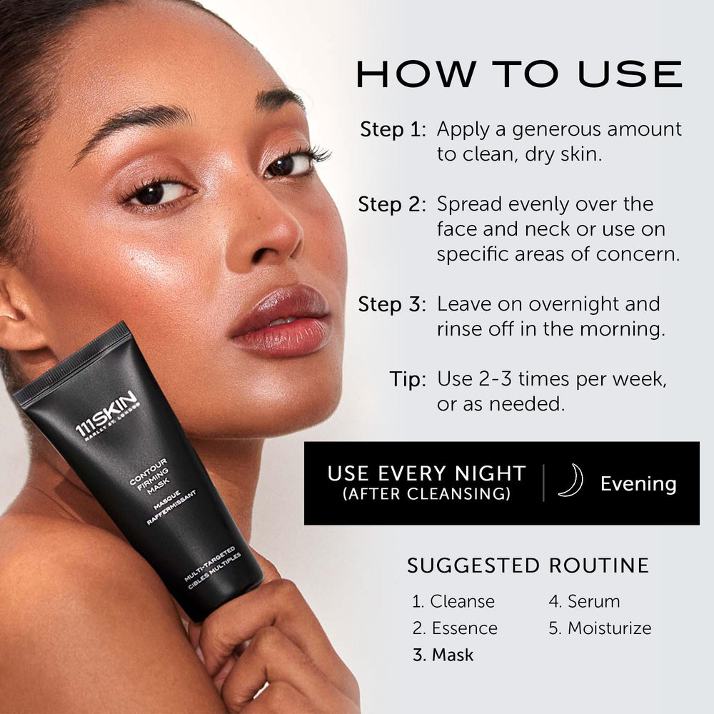 111SKIN Black Diamond Contour Firming Mask skin glow preview after use.