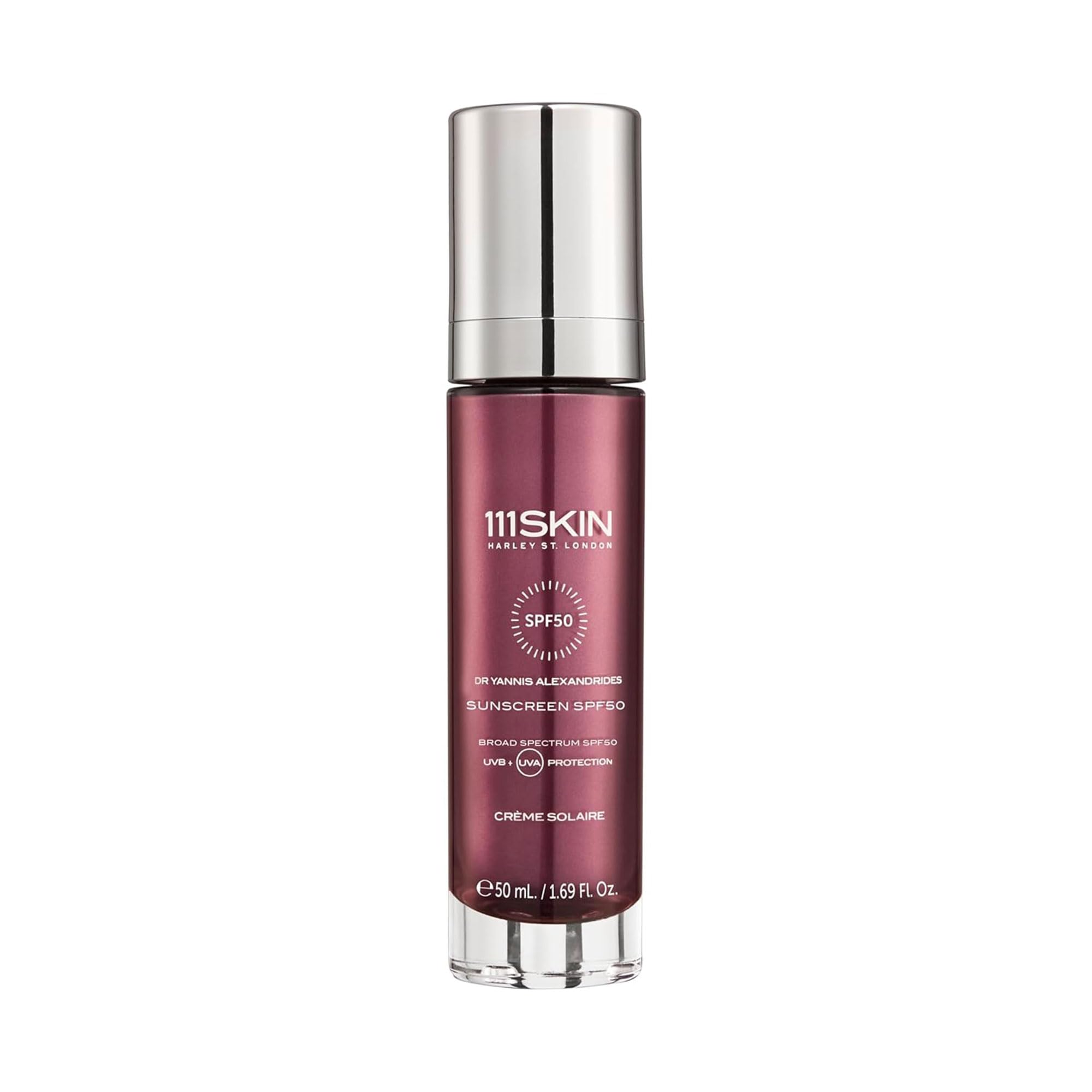 111SKIN Sunscreen SPF 50 mineral application closeup showing smooth, non-greasy protection