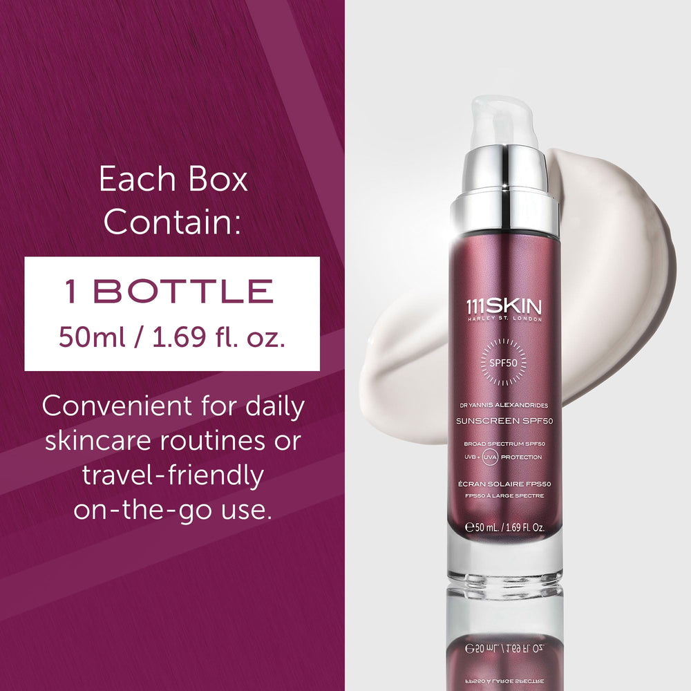 111SKIN Sunscreen NAC Y2 and Arabian Cotton Stem Cell ingredients highlighted on label