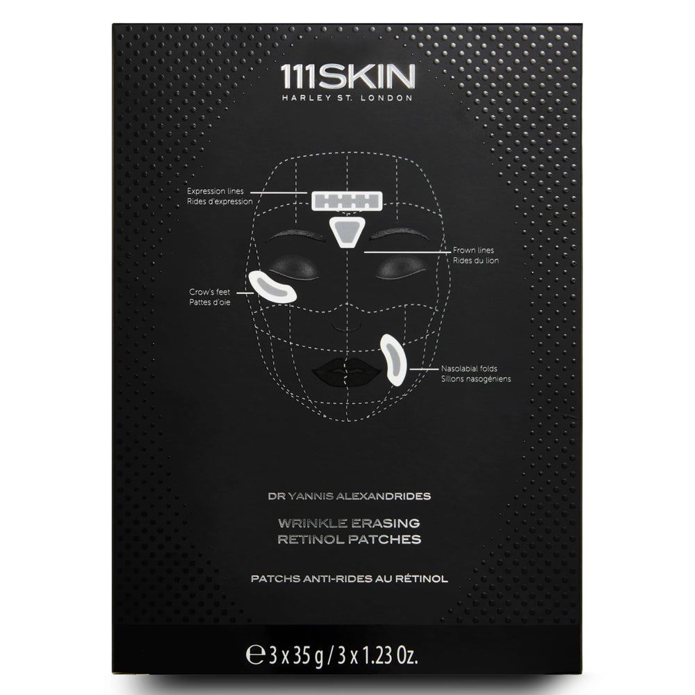 111SKIN wrinkle erasing patches applied to the forehead for a smoother look overnight
