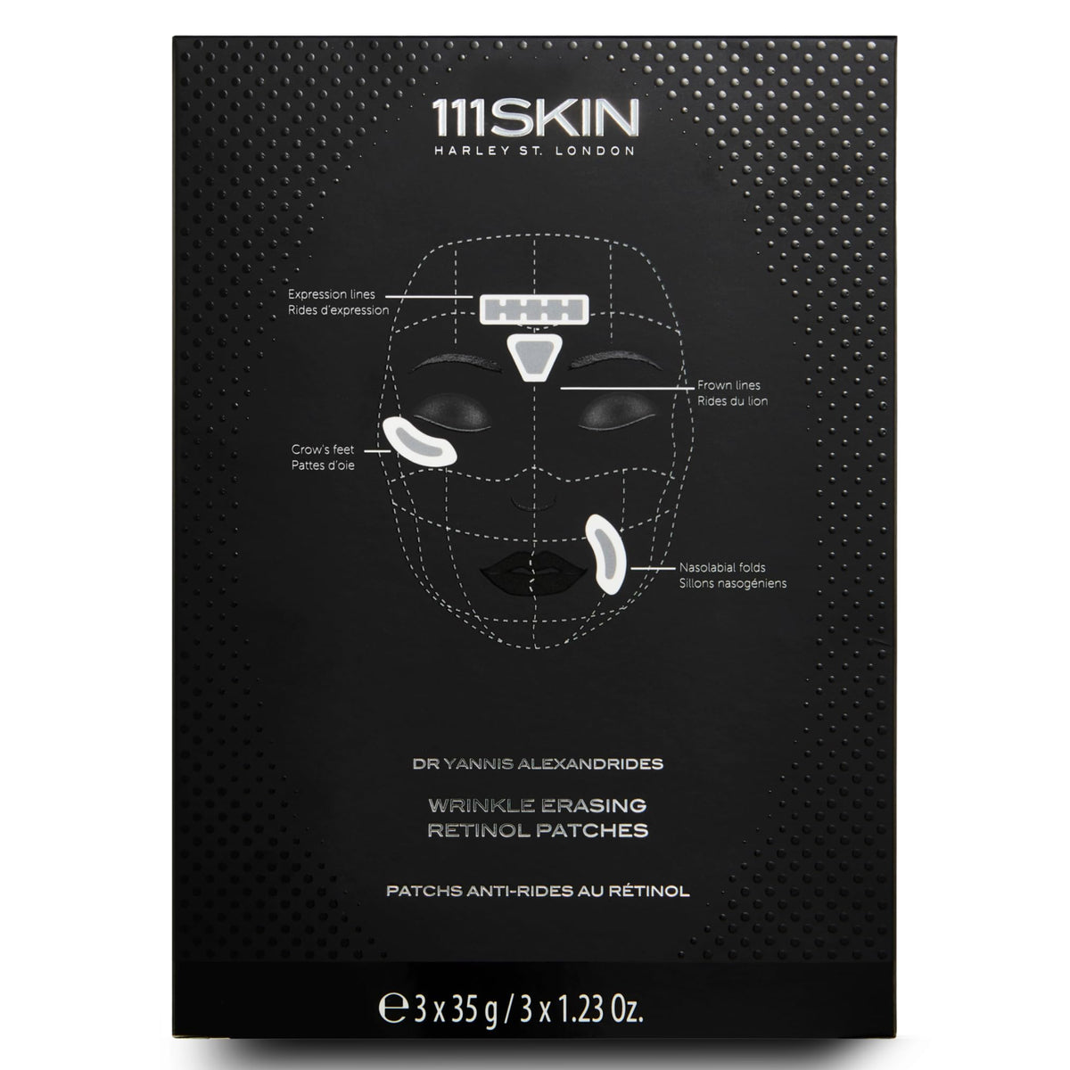 111SKIN wrinkle erasing patches applied to the forehead for a smoother look overnight