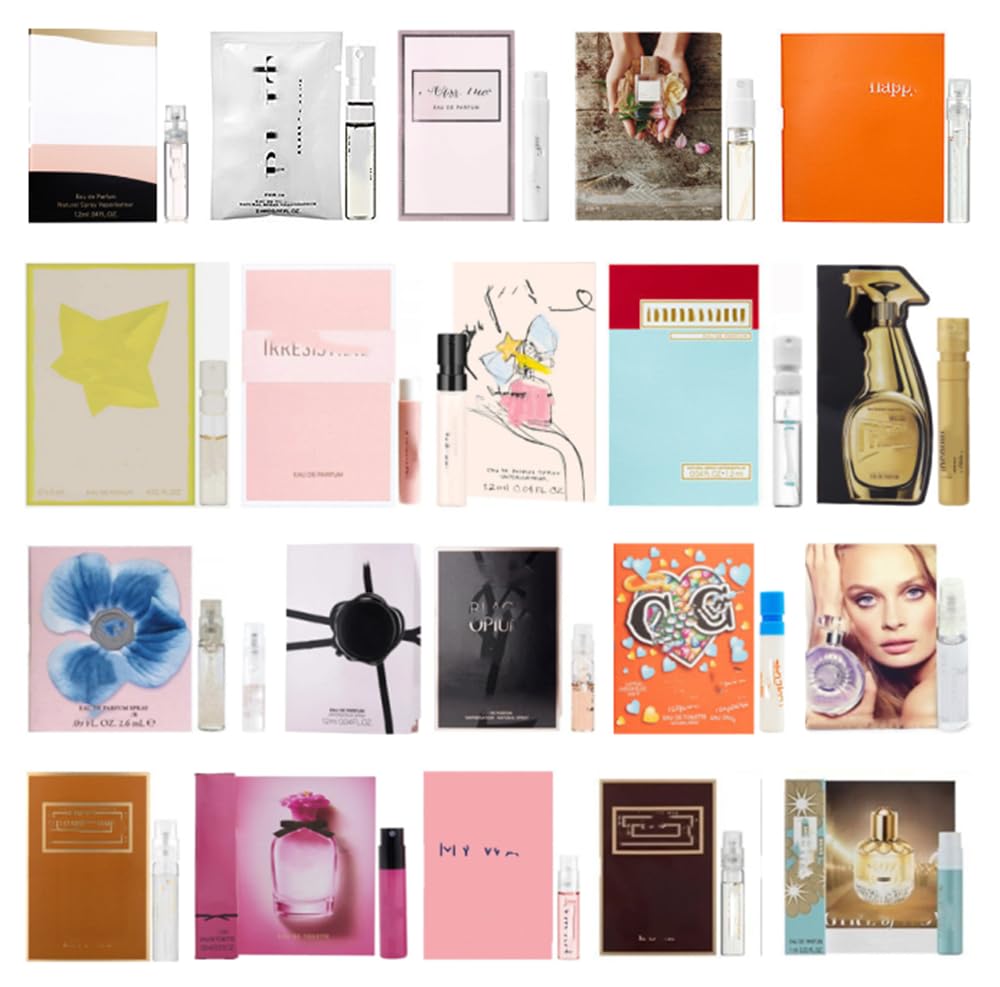 Designer perfume vials in organza bag for versatile women’s fragrance sampling