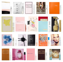 Designer perfume vials in organza bag for versatile women’s fragrance sampling