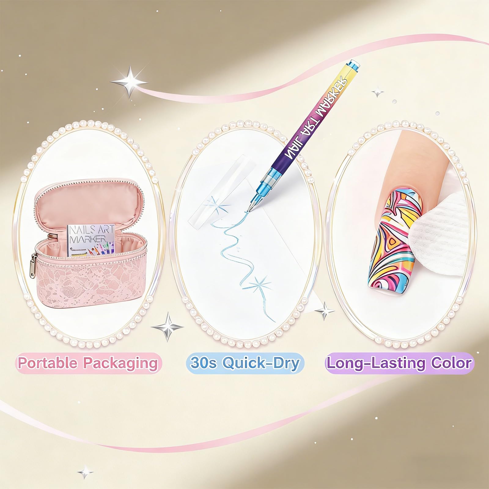 12 Colors Nail Art Pens Set fine detail tip for intricate patterns