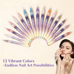 12 Colors Nail Art Pens Set quick-drying formula for clean nail art
