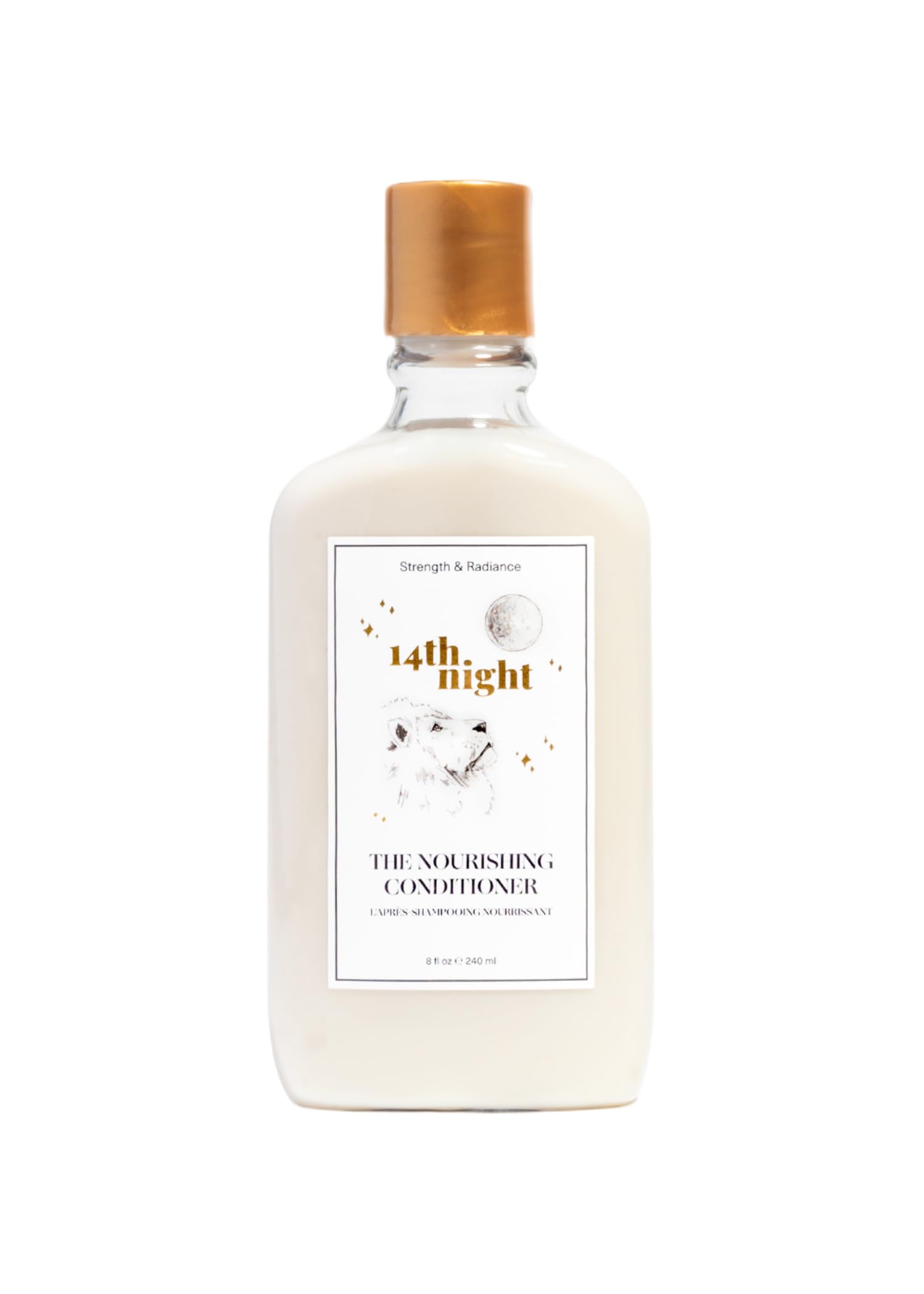 14th Night Nourishing Conditioner bottle front view for silky, hydrated hair.