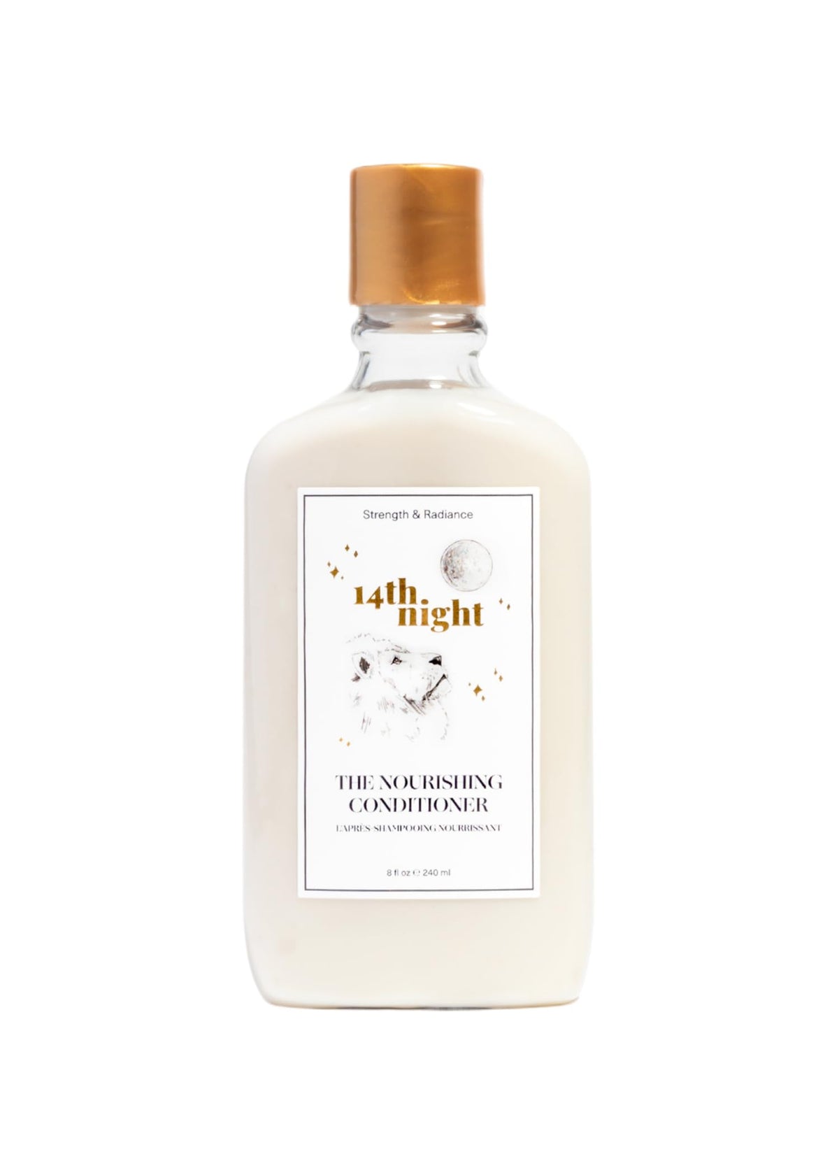 14th Night Nourishing Conditioner bottle front view for silky, hydrated hair.