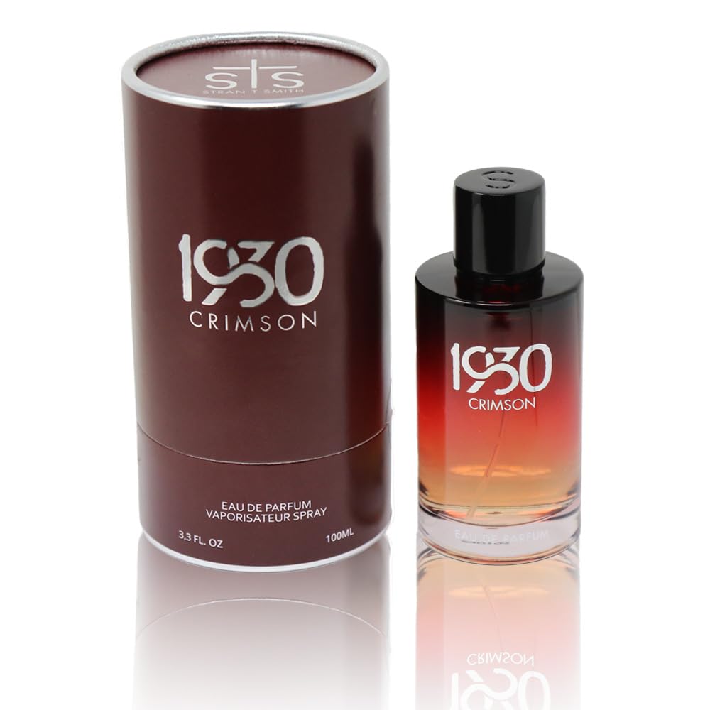 1930S Crimson bottle front view shows a timeless masculine design for everyday confidence.